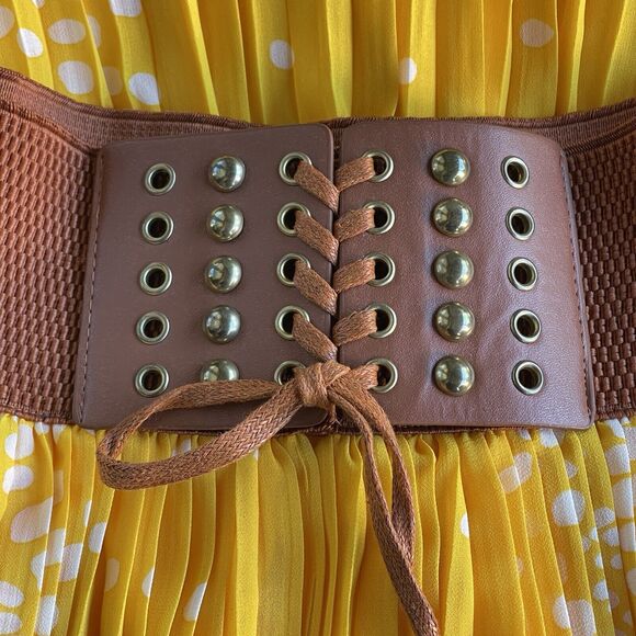 Mint Green Women Western Maxi Skirt Large Pleated Belted Pull On Country Cowgirl - Picture 3 of 10